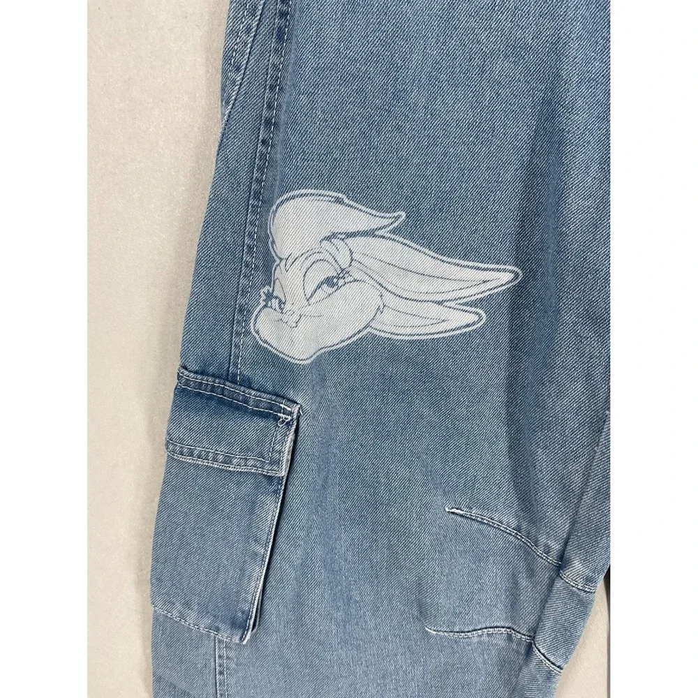 Justice Girls Looney Tunes Cargo Barrel Jean Light Wash Bugs Bunny 14 Slim